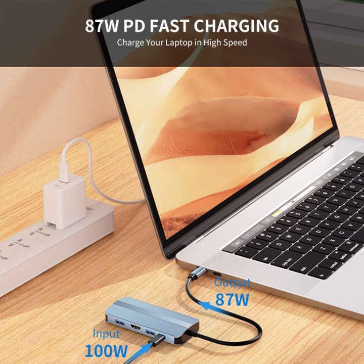 Lisslune | JUNSUNMAY 8 in 1 Type-C to 4K HDMI + RJ45 Ethernet Hub Docking Station Adapter