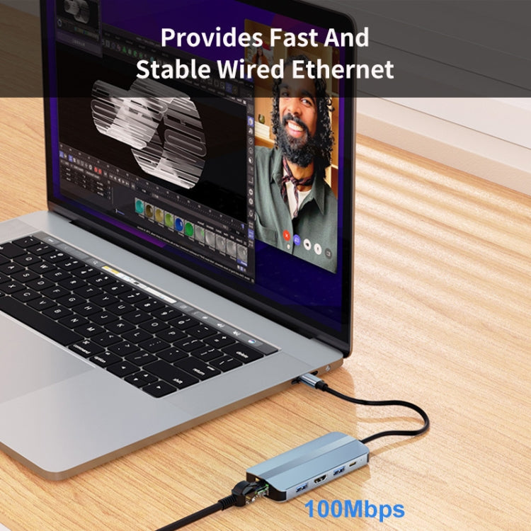 Lisslune | JUNSUNMAY 8 in 1 Type-C to 4K HDMI + RJ45 Ethernet Hub Docking Station Adapter