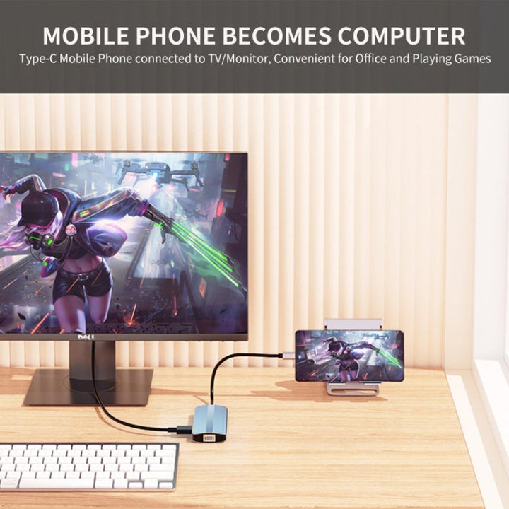 Lisslune | JUNSUNMAY 8 in 1 Type-C to 4K HDMI + RJ45 Ethernet Hub Docking Station Adapter