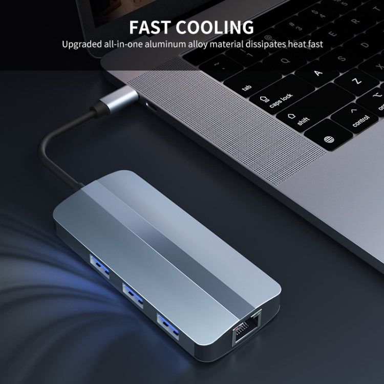 Lisslune | JUNSUNMAY 6 in 1 Type-C to 4K HDMI + 1000M RJ45 Ethernet Hub Docking Station Adapter