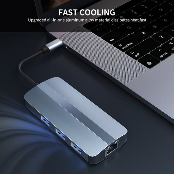 Lisslune | JUNSUNMAY 6 in 1 Type-C to 4K HDMI + 1000M RJ45 Ethernet Hub Docking Station Adapter