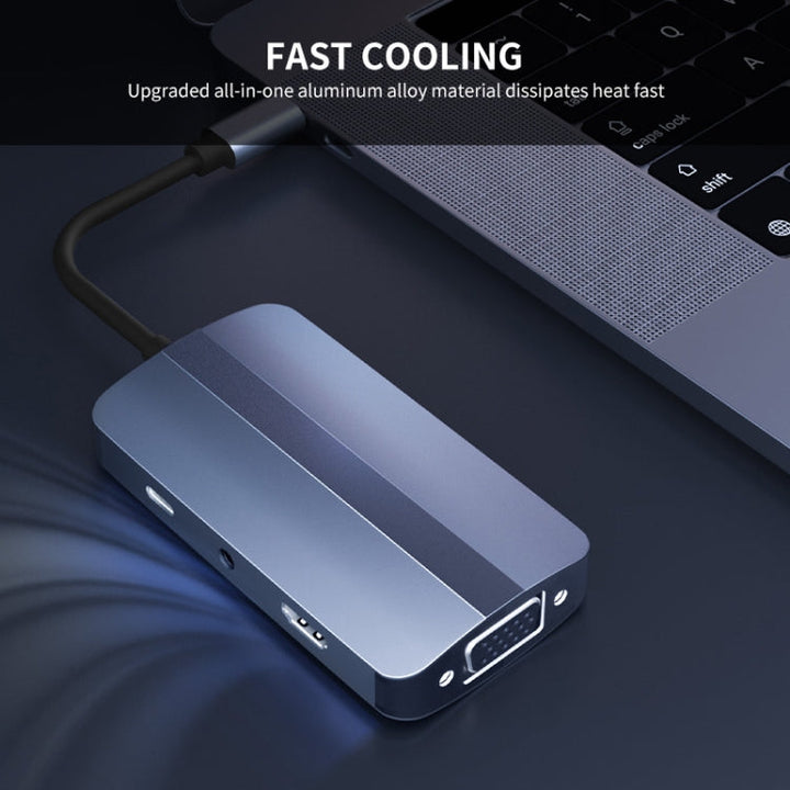 Lisslune | JUNSUNMAY 7 in 1 Type-C to 4K HDMI + VGA + 3.5mm Audio Docking Station Adapter PD Fast Charging Hub