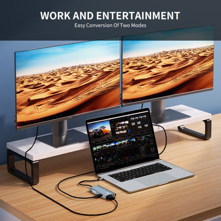 Lisslune | JUNSUNMAY 10 in 1 Type-C to 4K HDMI + VGA + RJ45 + 3.5mm Audio Docking Station Adapter PD Fast Charging Hub SD/TF Card Reader
