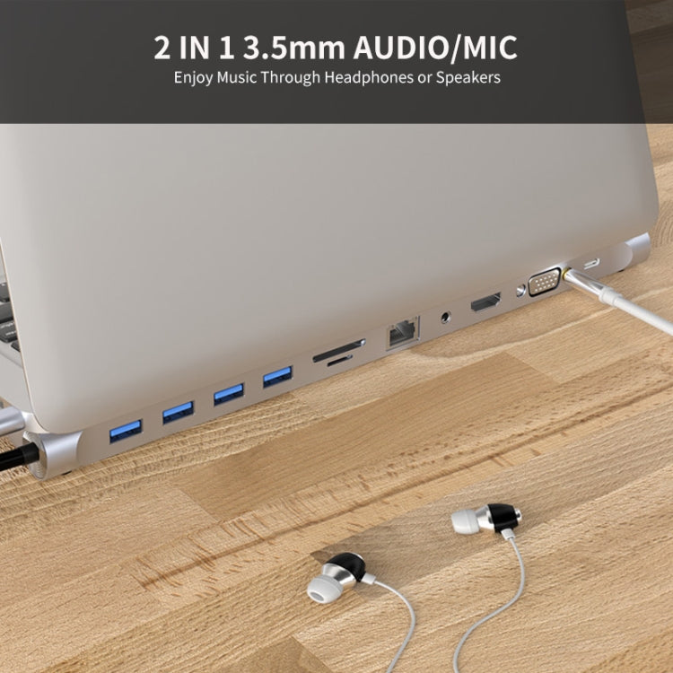 Lisslune | JUNSUNMAY 11 in 1 Multifunctional USB C Hub Docking Station Adapter SD/TF Card Reader