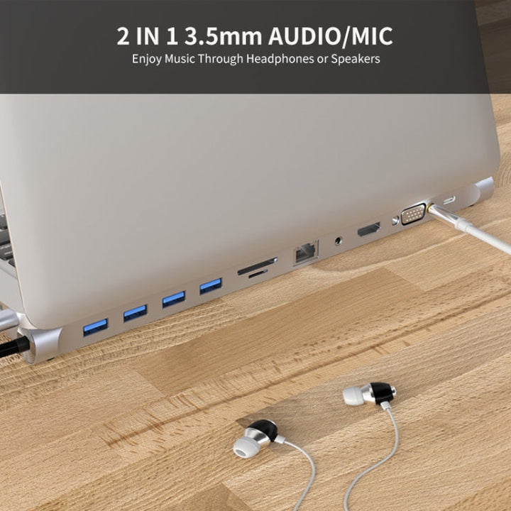 Lisslune | JUNSUNMAY 11 in 1 Multifunctional USB C Hub Docking Station Adapter SD/TF Card Reader