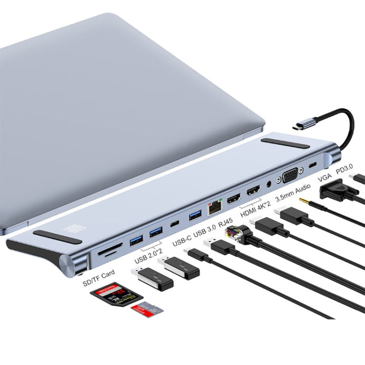 Lisslune | JUNSUNMAY 12 in 1 Multifunctional USB-C Hub Docking Station Adapter SD/TF Card Reader