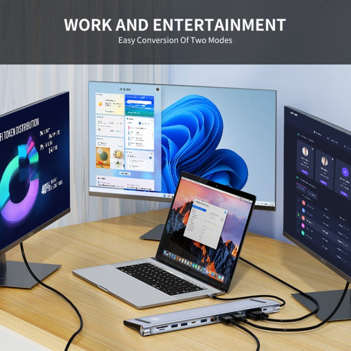 Lisslune | JUNSUNMAY 12 in 1 Multifunctional USB-C Hub Docking Station Adapter SD/TF Card Reader