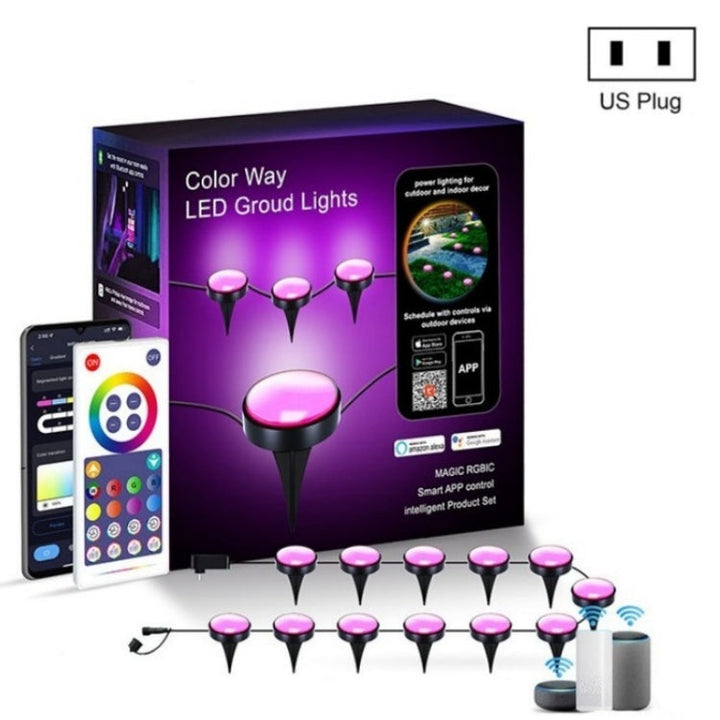 Lisslune | CP01 Outdoor WIFI Smart APP Control Garden Light Music Synchronization Outdoor Ground Lights (US Plug)