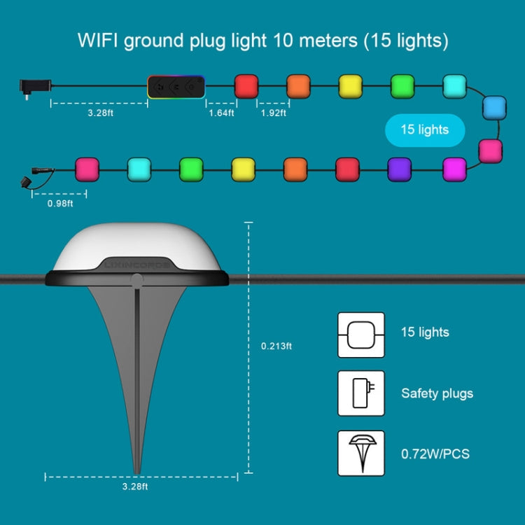Lisslune | CP01 Outdoor WIFI Smart APP Control Garden Light Music Synchronization Outdoor Ground Lights (US Plug)