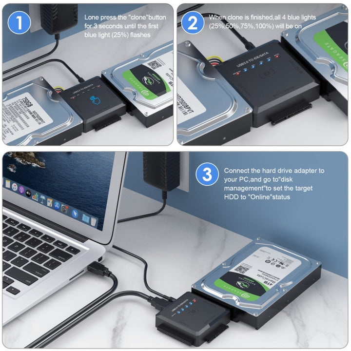 Lisslune | USB3.0 to SATA or IDE hard drive adapter converter with copying function