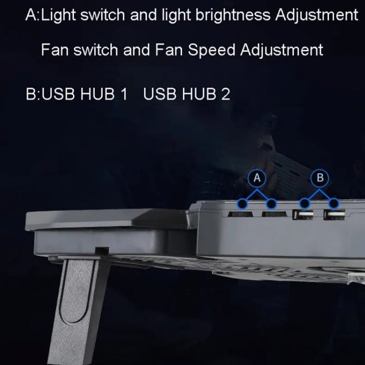 Lisslune | S400 Four Cooling Fans Foldable Adjustable Gaming Laptop Desktop Stand