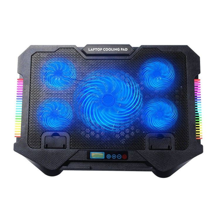 Lisslune | S500 Adjustable Height 5 Quiet Fans RGB Gaming Laptop Cooling Pad with Phone Holder
