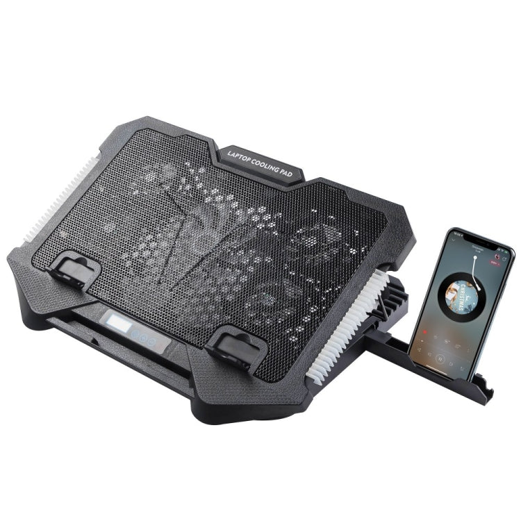 Lisslune | S500 Adjustable Height 5 Quiet Fans RGB Gaming Laptop Cooling Pad with Phone Holder