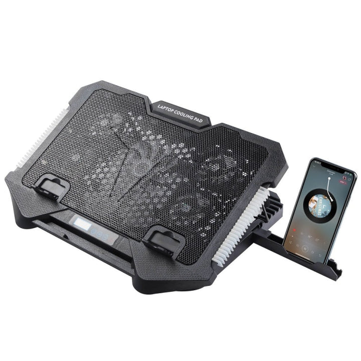 Lisslune | S500 Adjustable Height 5 Quiet Fans RGB Gaming Laptop Cooling Pad with Phone Holder