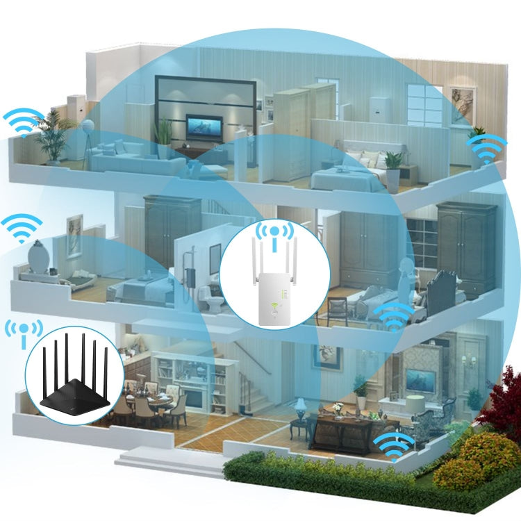 Lisslune | U6 5Ghz Wireless WiFi Repeater 1200Mbps Router Wifi Booster 2.4G Long Range Extender (US Plug)