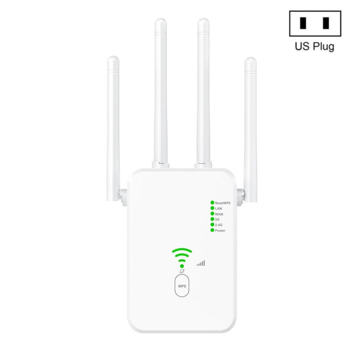 Lisslune | U10 1200Mbps Signal Booster WiFi Extender WiFi Antenna Dual Band 5G Wireless Signal Repeater (US Plug)