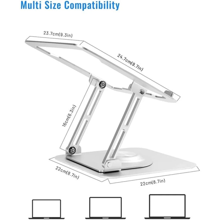 Lisslune | D147 Foldable 360-Degree Rotatable Laptop Lifting Bridge Aluminum Alloy Notebook Desktop Stand (Gray)