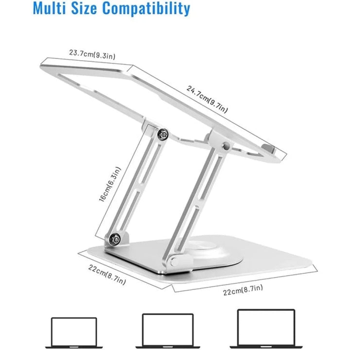 Lisslune | D147 Foldable 360 Degree Rotatable Laptop Lifting Bracket Aluminum Alloy Notebook Desktop Stand (Silver)