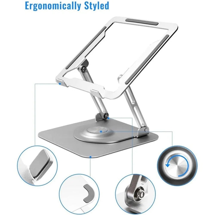 Lisslune | D147 Foldable 360-Degree Rotatable Laptop Lifting Bridge Aluminum Alloy Notebook Desktop Stand (Gray)