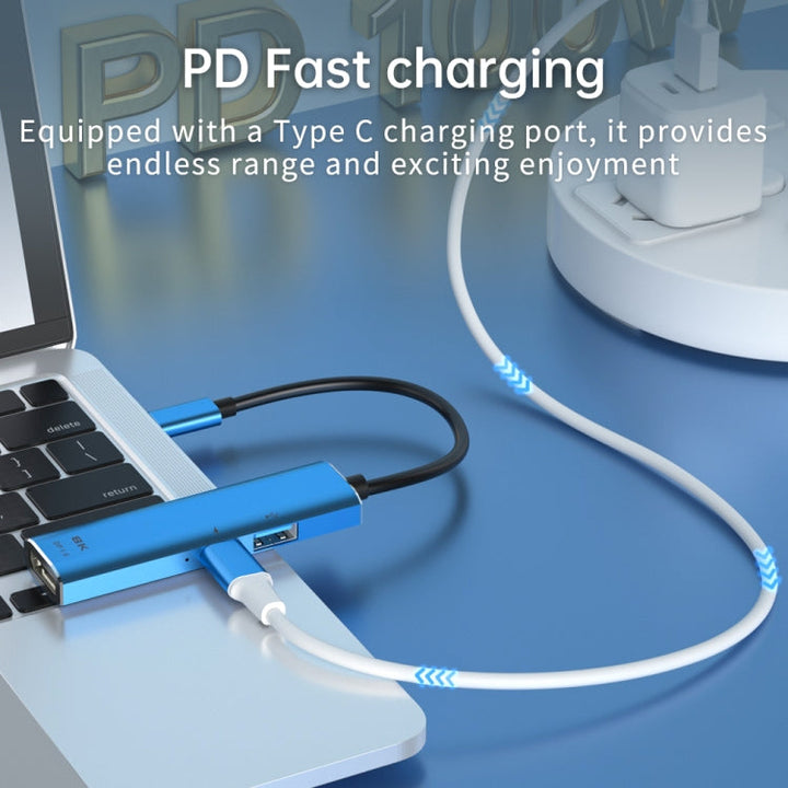 Lisslune | V264B 3 in 1 USB-C / Type-C to USB3.0 + PD3.0 + DP1.4 3-Port Multi Splitter Adapter OTG HUB
