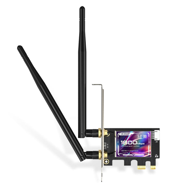 Lisslune | EDUP EP-9658 PCI-E WiFi 6 Card AX1800M Bluetooth 5.2 Adapter for Desktop PC, 2.4GHz/5.8GHz Dual-Band Wireless PCI-E Internal Network Card