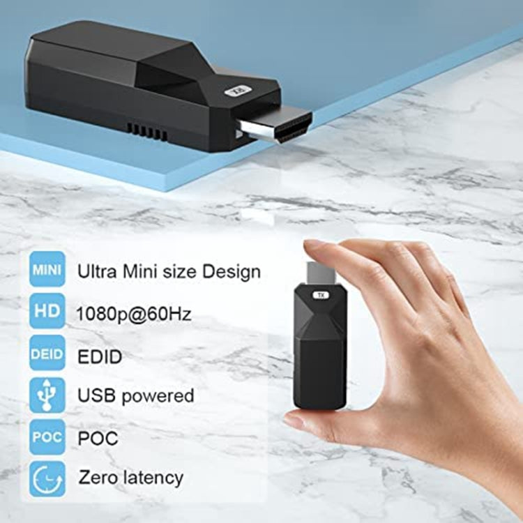Lisslune | HDMI Extender 50m Audio Video 1080P over Cat5 Cat6 Ethernet Cable Transmission lossless signal HDMI long-distance extension adapter