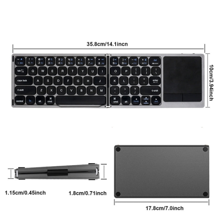 Lisslune | FK328T Handy Tablet Laptop Wireless Bluetooth Keyboard Portable 3-fold Keyboard