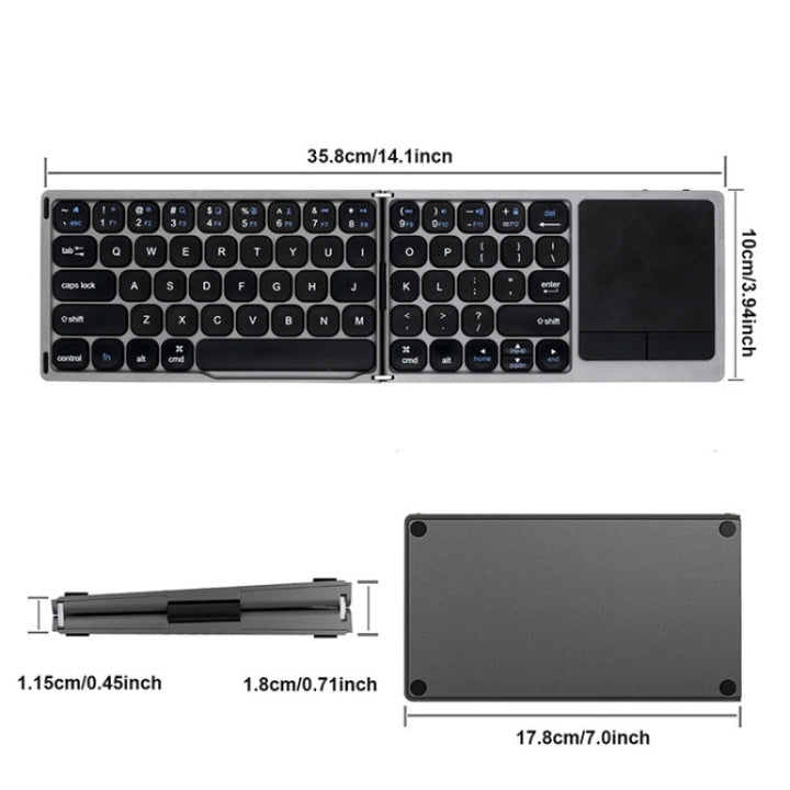 Lisslune | FK328T Handy Tablet Laptop Wireless Bluetooth Keyboard Portable 3-fold Keyboard