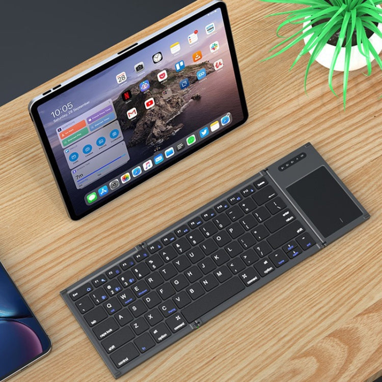 Lisslune | B066T Triple-Foldable Wireless Bluetooth Keyboard Compatible Multi-System Mobile Tablet Keyboard