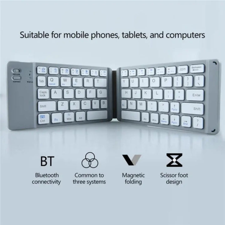 Lisslune | BT18 Bluetooth Keyboard Magnetic Folding Wireless Keyboard for Phones Tablets Computers (Black)