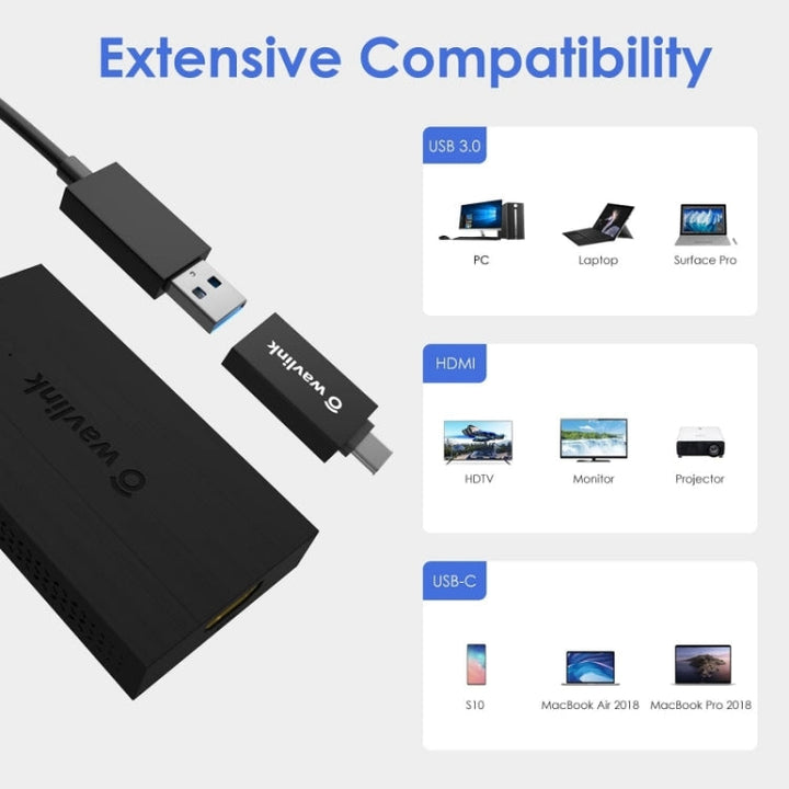 Lisslune | Wavlink UG7601HC Portable USB3.0-USB-C to HDMI Display Adapter
