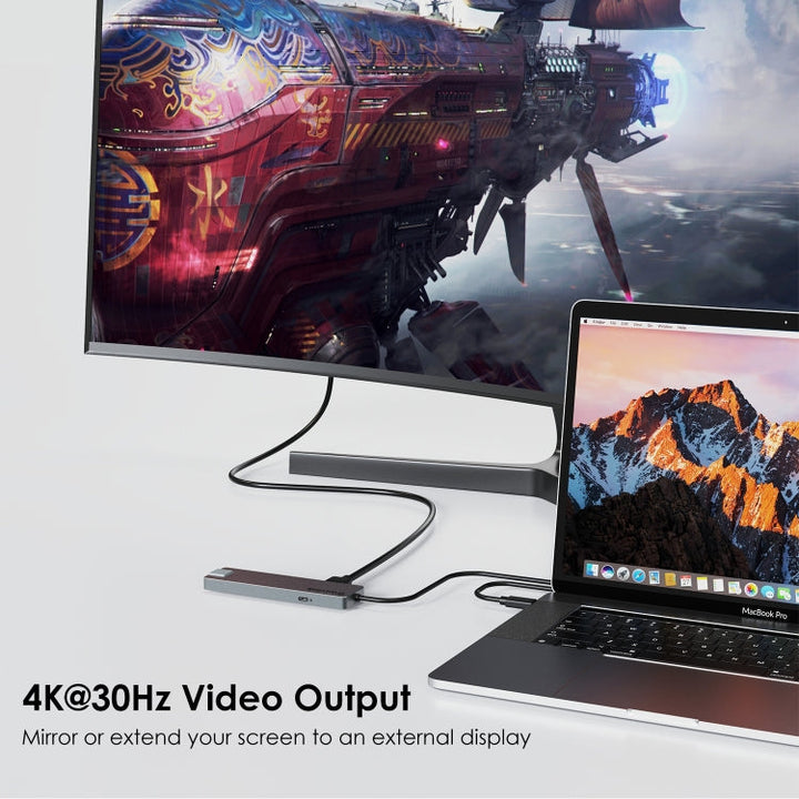 Lisslune | Wavlink UHP3409 For MacBook Pro/Air USB-C Windows Laptops 100W PD Mini Docking Station