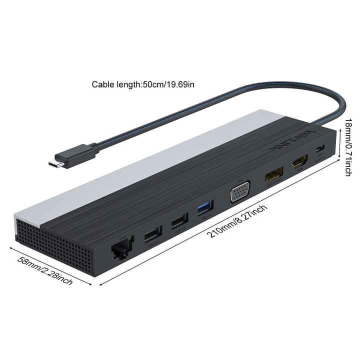 Lisslune | Wavlink UMD03 Triple Display Adapter Type-C Hub 12 in 1 Docking Station