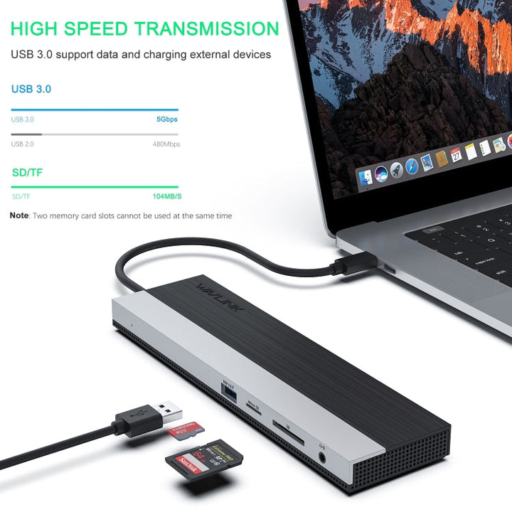 Lisslune | Wavlink UMD03 Triple Display Adapter Type-C Hub 12 in 1 Docking Station
