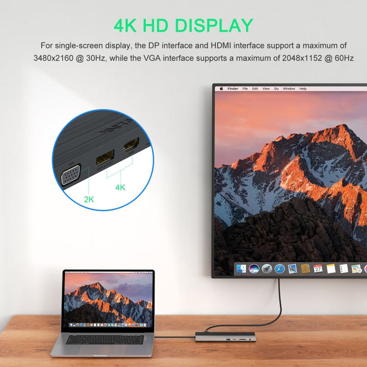 Lisslune | Wavlink UMD03 Triple Display Adapter Type-C Hub 12 in 1 Docking Station