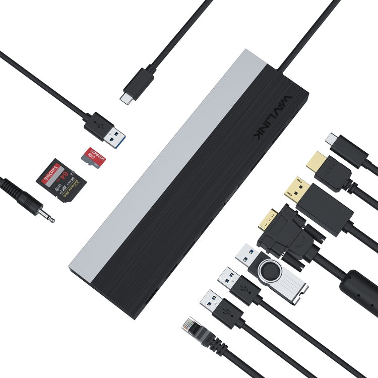 Lisslune | Wavlink UMD03 Triple Display Adapter Type-C Hub 12 in 1 Docking Station