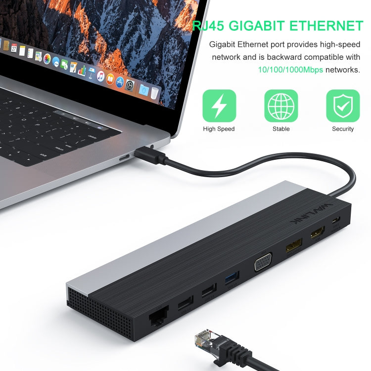 Lisslune | Wavlink UMD03 Triple Display Adapter Type-C Hub 12 in 1 Docking Station