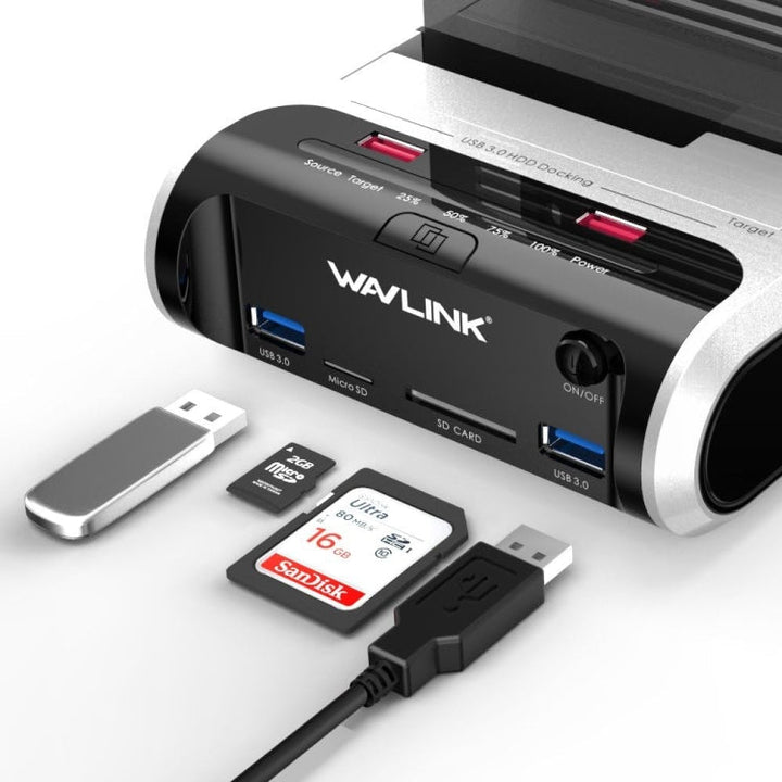 Lisslune | Wavlink ST336A SSD HDD Fast Offline Copy SATA USB 3.0 External Hard Drive Enclosure (EU Plug)