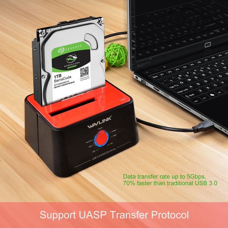 Lisslune | Wavlink ST334U SSD Dual Bay External Hard Drive Docking Station USB 3.0 to SATA I/II/III (US Plug)