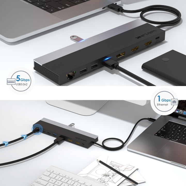 Lisslune | Wavlink UMD08 DisplayPort 12 in 1 Type-C Triple Display Docking Station