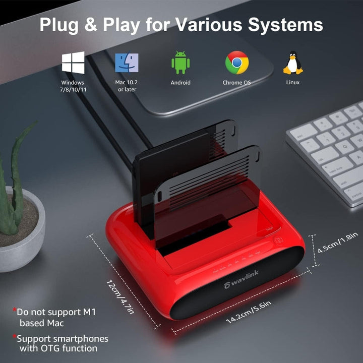 Lisslune | Wavlink ST341U Dual Bay External Hard Drive Docking Station Support Offline Clone Function (EU Plug)