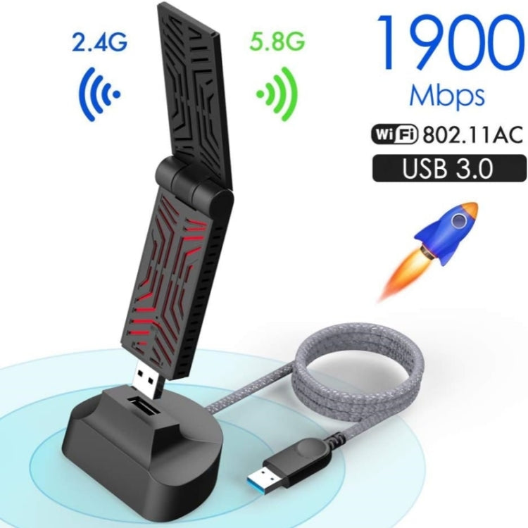 Lisslune | WAVLINK WN690A5D for PC AC1900M USB 3.0 network adapter 2.4GHz 5GHz dual band Wi-Fi adapter