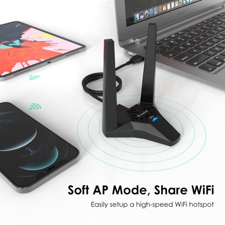 Lisslune | WAVLINK WN692A3 Lag-Free Gaming High-Speed AC1300M Wireless Dual Band USB 3.0 Adapter