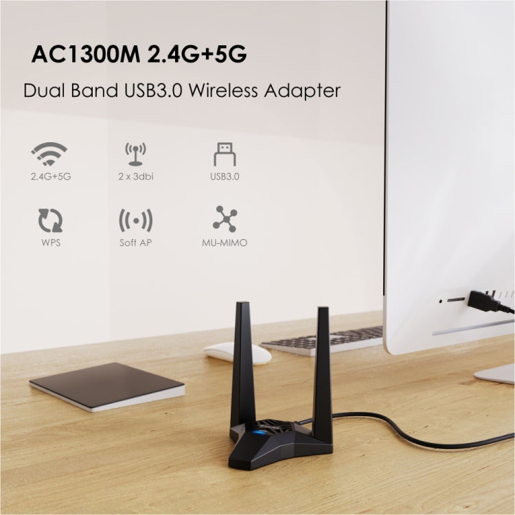 Lisslune | WAVLINK WN692A3 Lag-Free Gaming High-Speed AC1300M Wireless Dual Band USB 3.0 Adapter