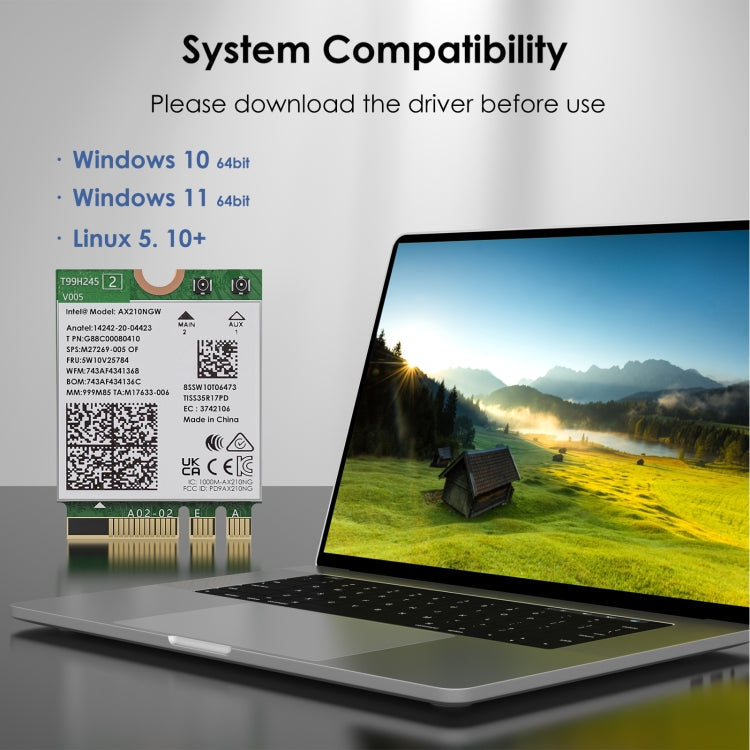 Lisslune | WAVLINK WN675X3M Tri-Band Wi-Fi 6E Network Card Module BT 5.2 5400Mbps Network Adapter