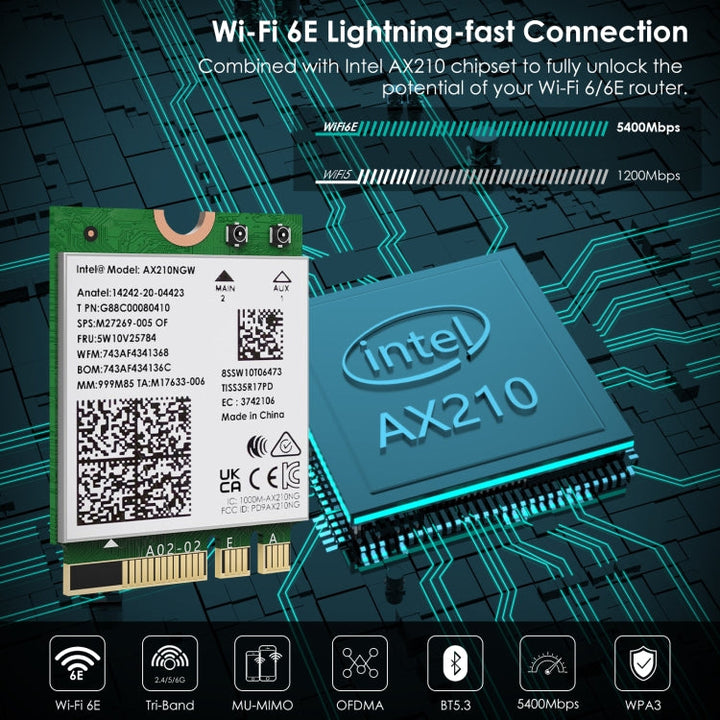 Lisslune | WAVLINK WN675X3M Tri-Band Wi-Fi 6E Network Card Module BT 5.2 5400Mbps Network Adapter