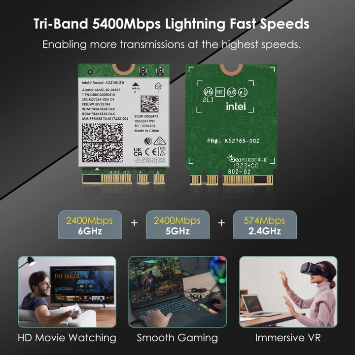 Lisslune | WAVLINK WN675X3M Tri-Band Wi-Fi 6E Network Card Module BT 5.2 5400Mbps Network Adapter