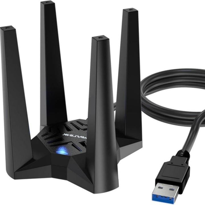 Lisslune | WAVLINK WN693X1 with 4x3dBi high-gain antenna magnetic base AX1800 dual-band USB WiFi 6 adapter