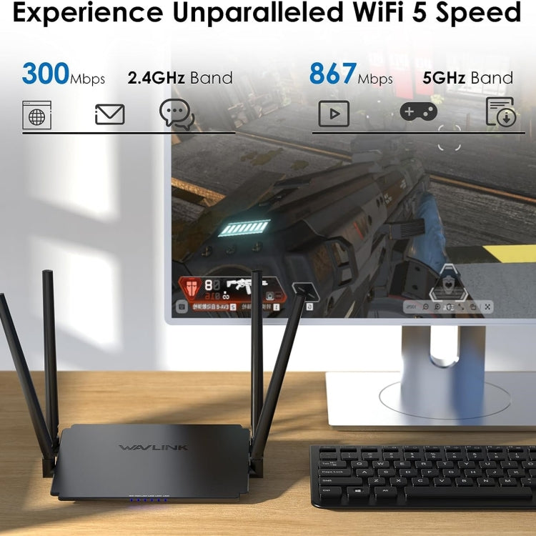 Lisslune | WAVLINK WN532A3 WPA2-PSK 300Mbps Dual Band Wireless Repeater AC1200M Wireless Router, Plug: US plug