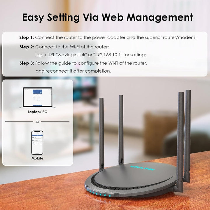 Lisslune | WAVLINK WN531P3 WAN / LAN Port Signal Booster Wireless Repeater AC1200 Wireless Router, Plug: UK Plug